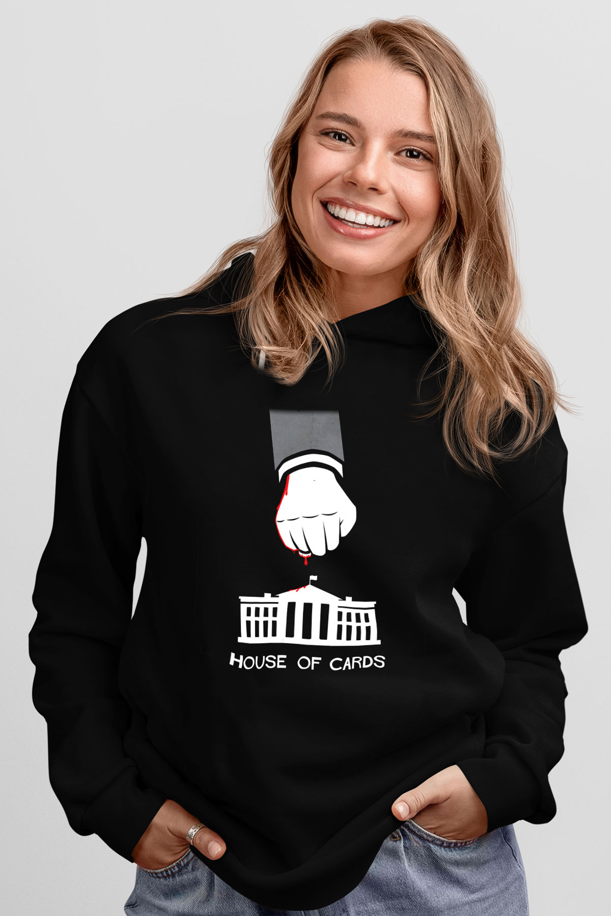 House of Cards Siyah Unisex Hoodie
