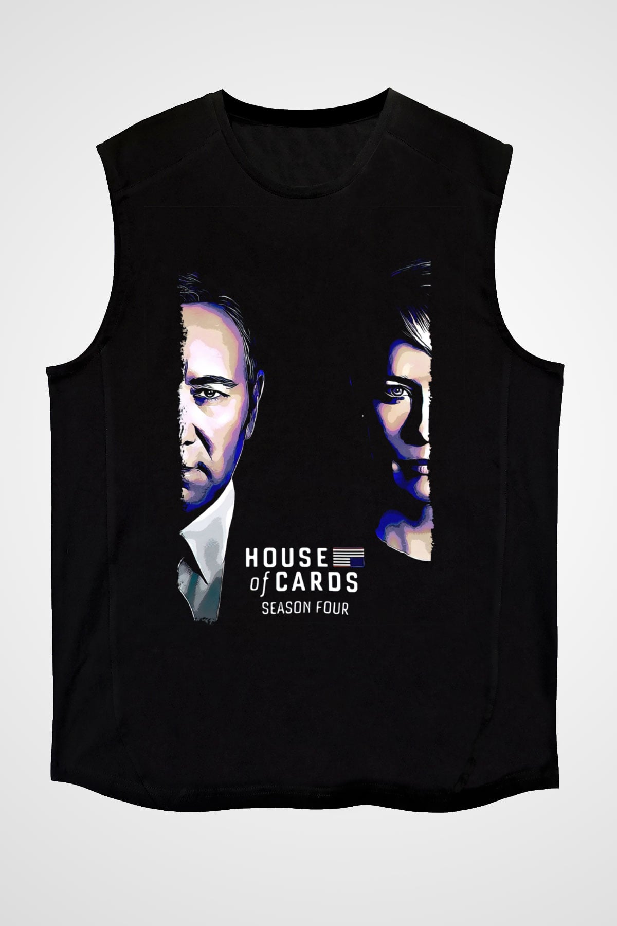 House of Cards Siyah Unisex Kolsuz Tişört
