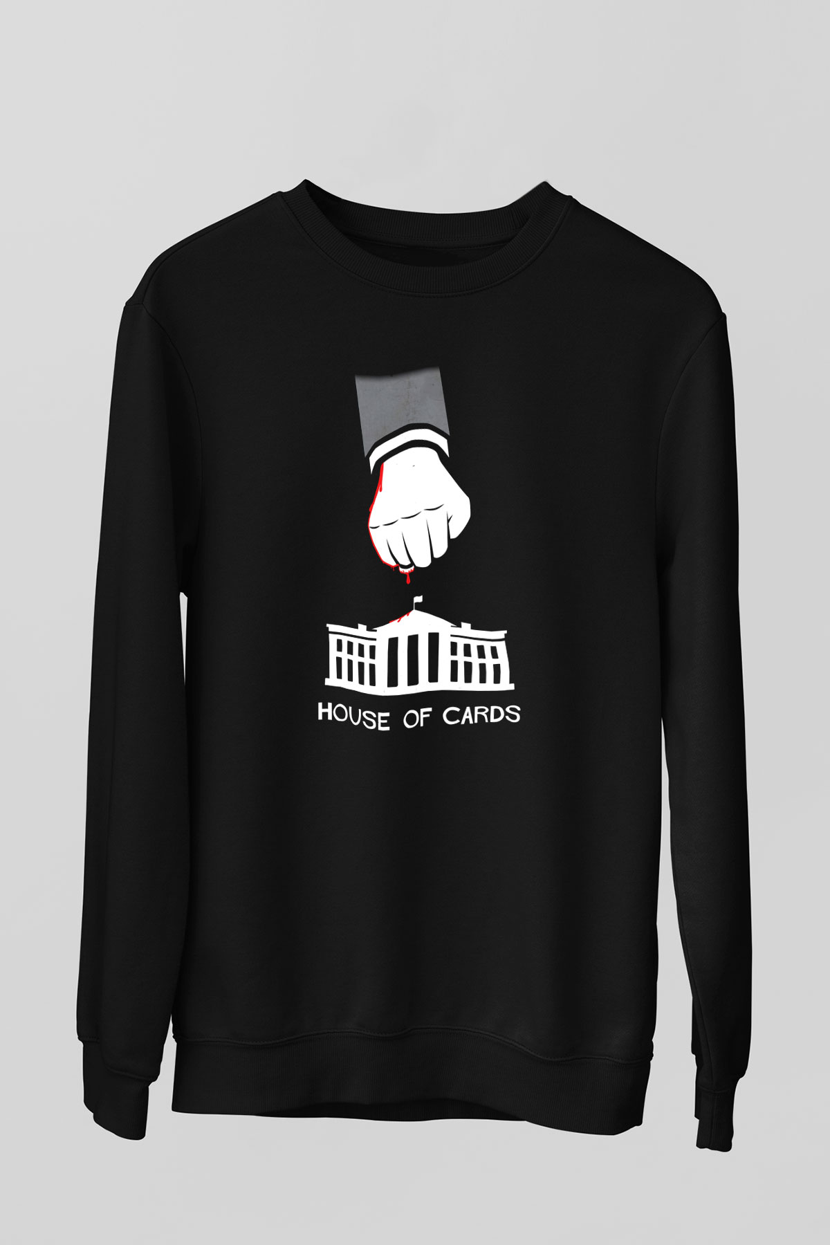 House of Cards Siyah Unisex Sweatshirt