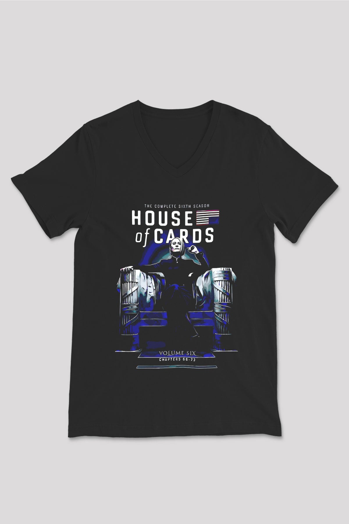 House of Cards Siyah Unisex V Yaka Tişört