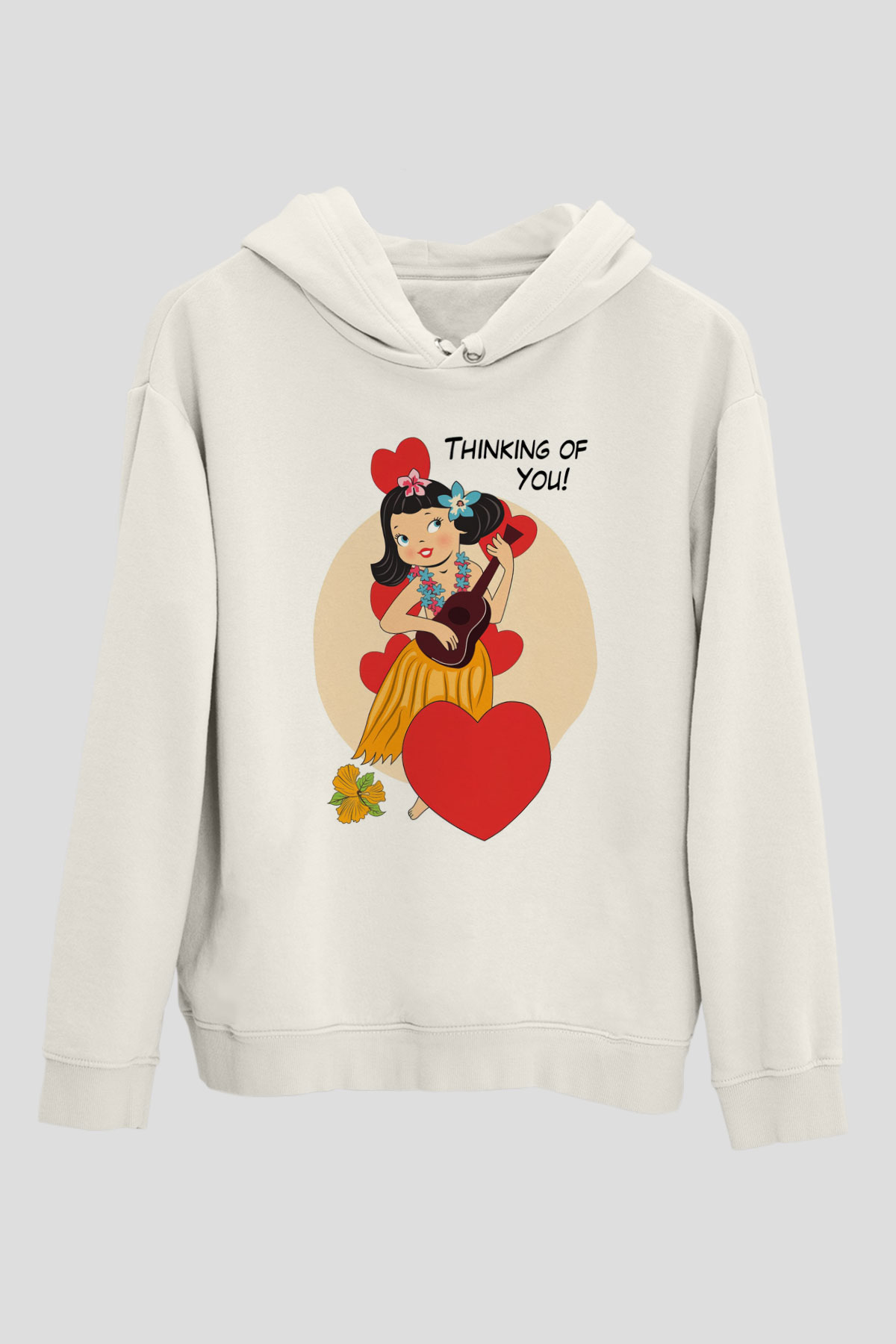 Hula Beyaz Unisex Hoodie