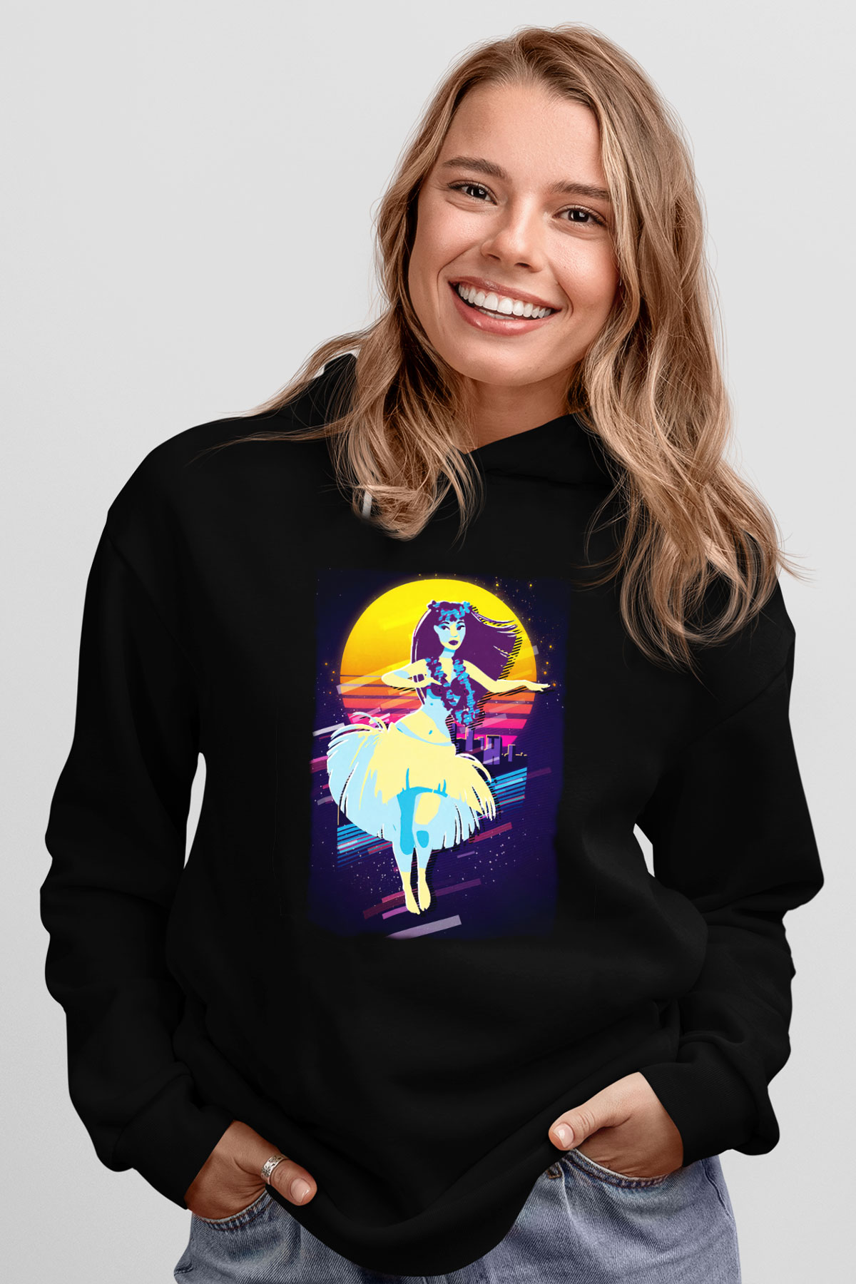 Hula Siyah Unisex Hoodie