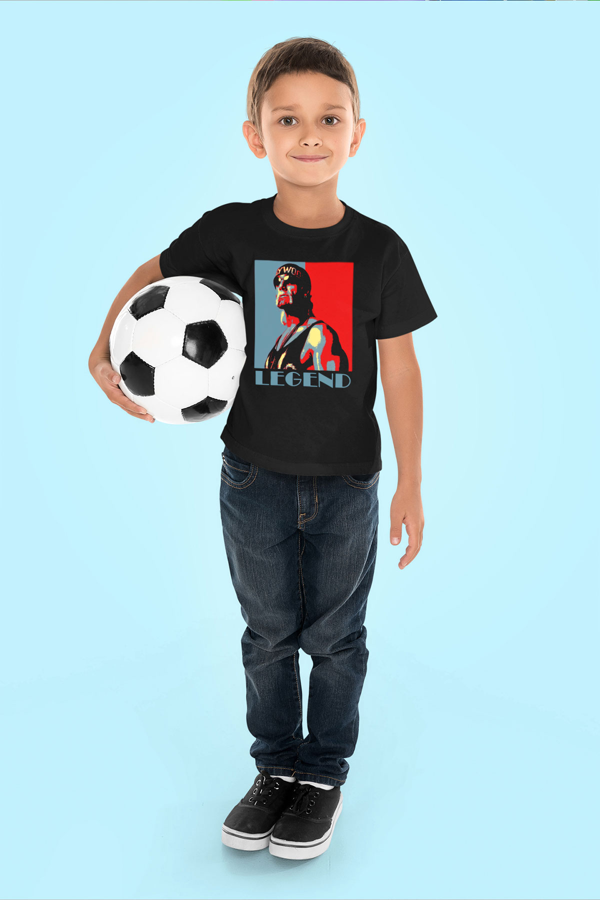 Hulk Hogan Baskılı Siyah Unisex Çocuk Tişört