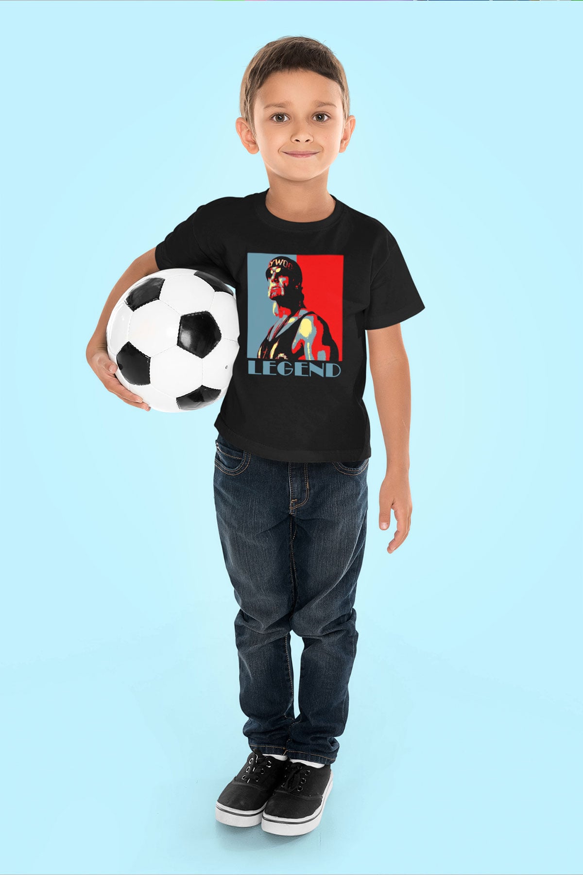 Hulk Hogan Baskılı Siyah Unisex Çocuk Tişört