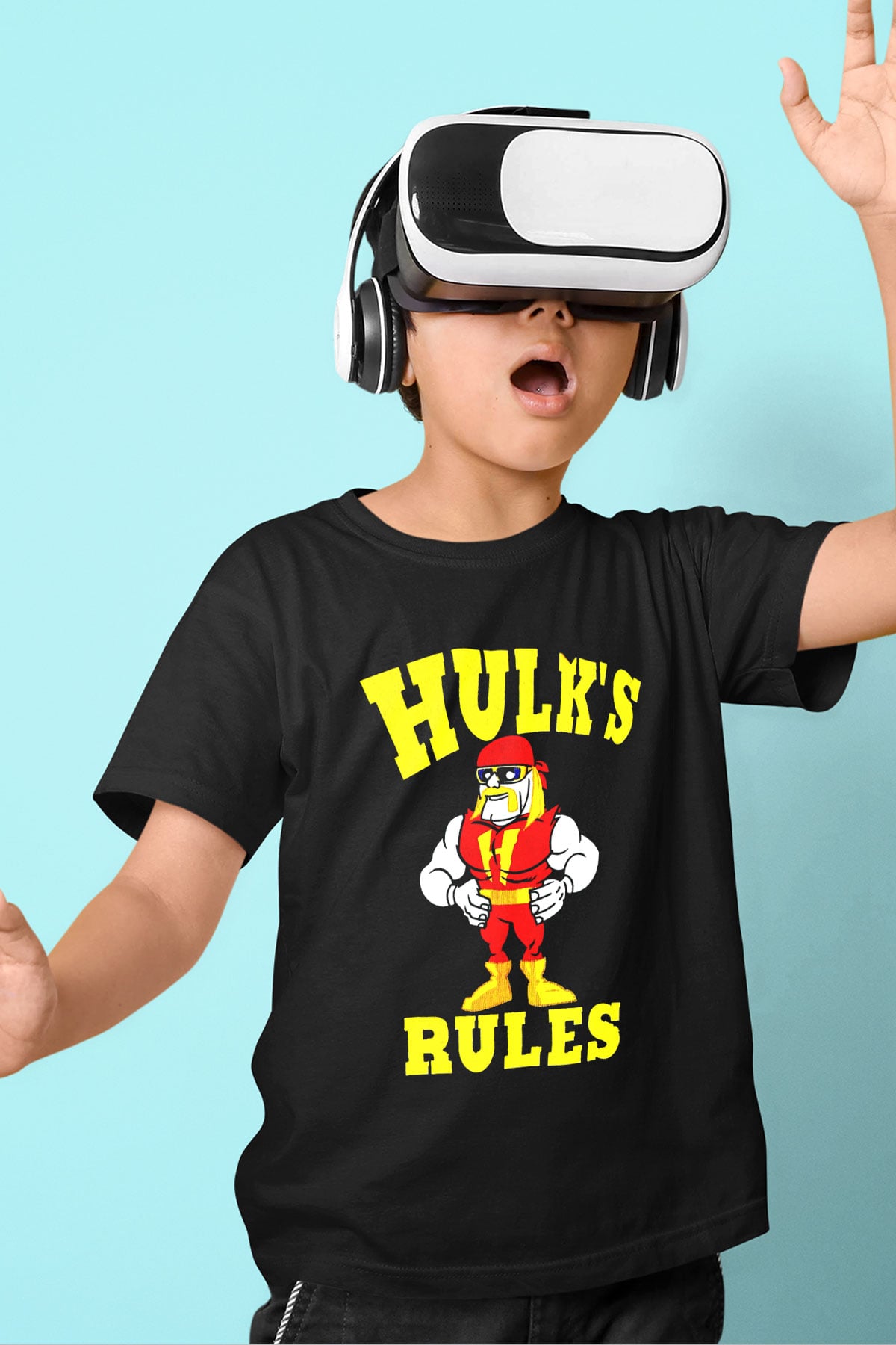 Hulk Hogan Baskılı Siyah Unisex Çocuk Tişört