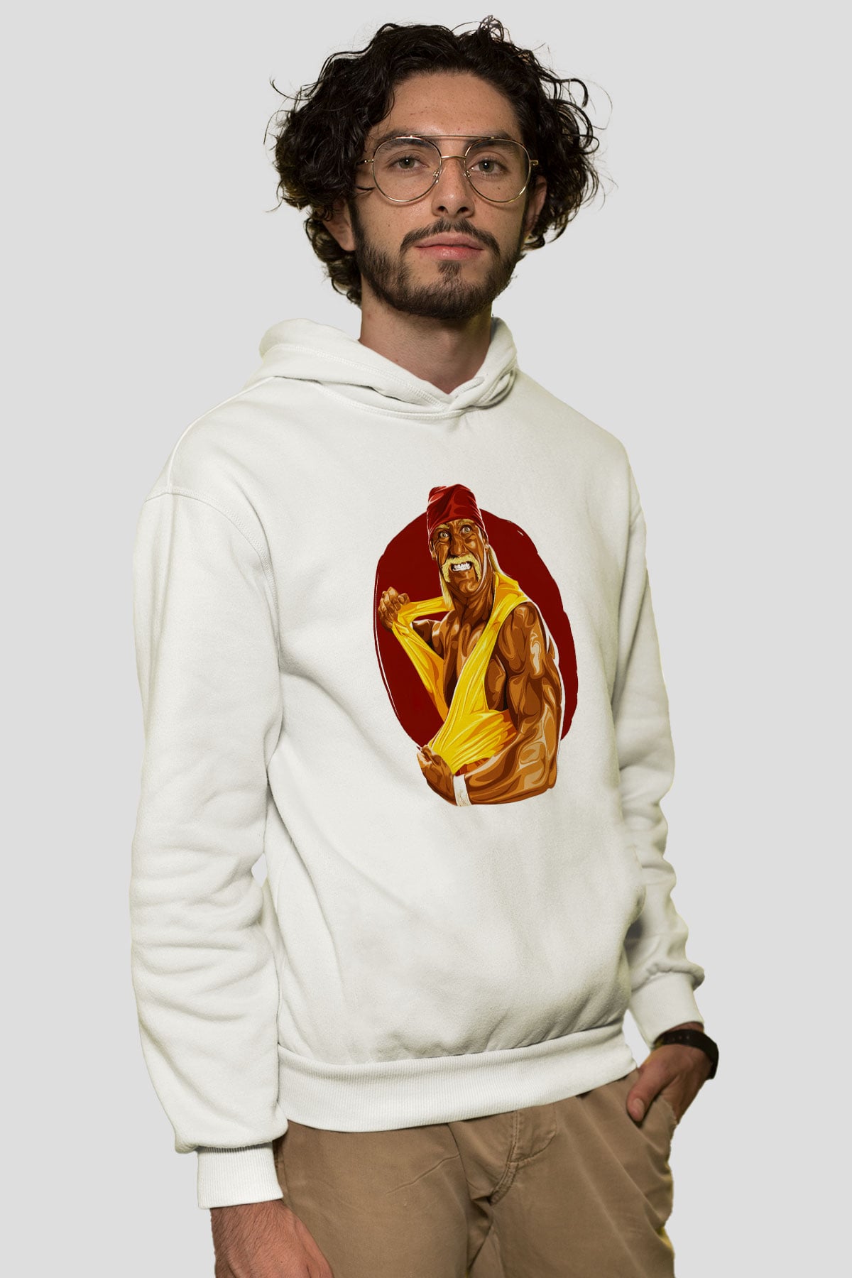 Hulk Hogan Beyaz Unisex Kapşonlu Sweatshirt