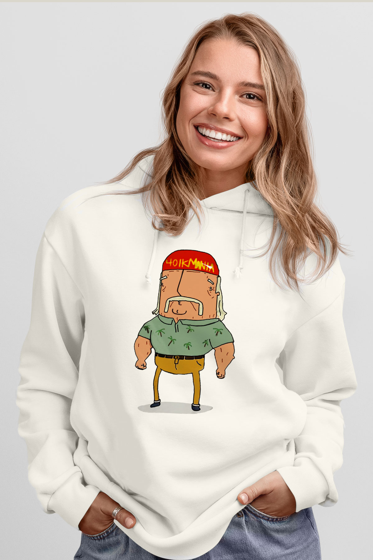 Hulk Hogan Beyaz Unisex Kapşonlu Sweatshirt