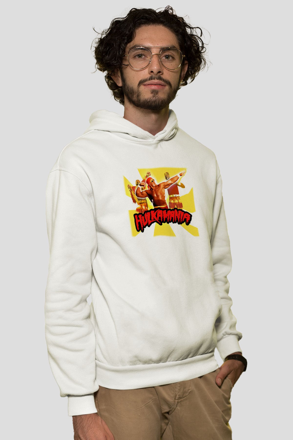 Hulk Hogan Beyaz Unisex Kapşonlu Sweatshirt