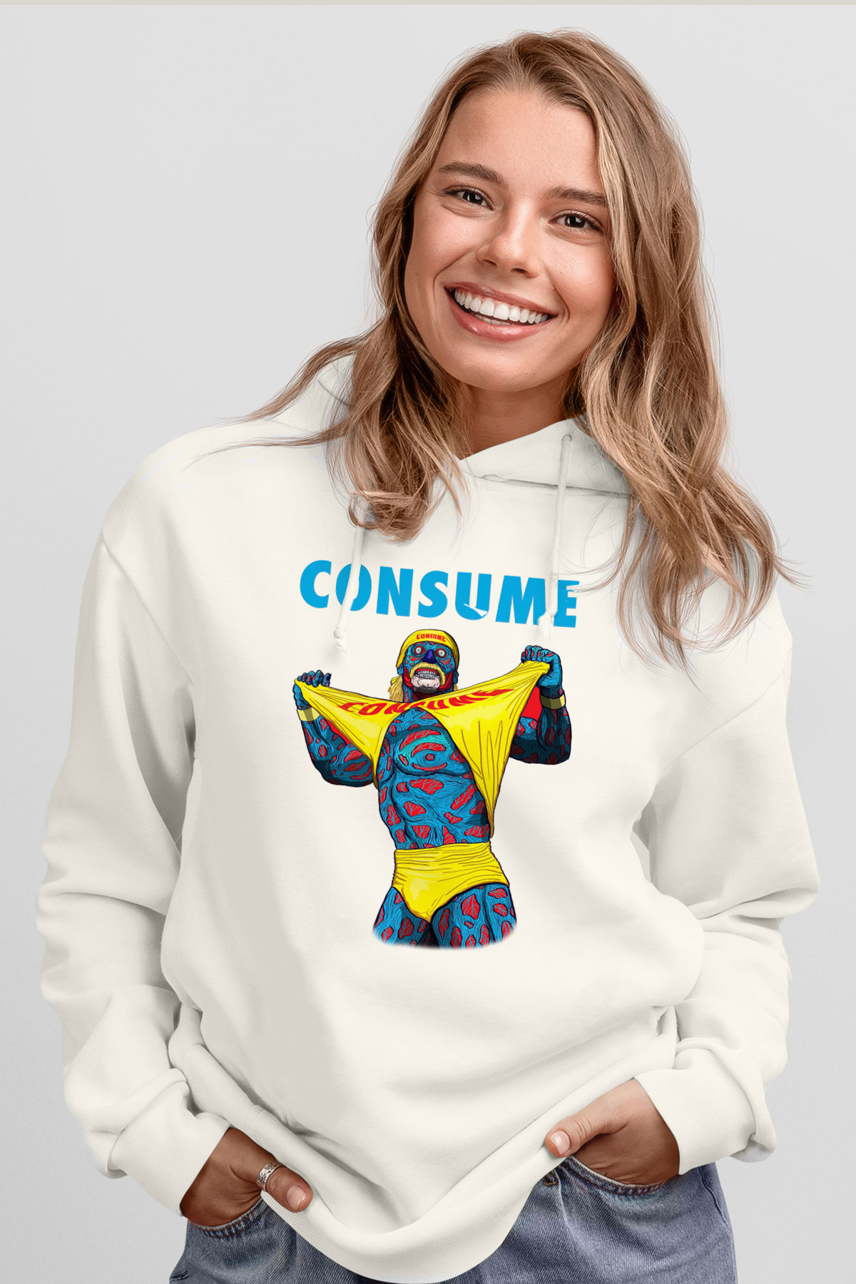 Hulk Hogan Beyaz Unisex Kapşonlu Sweatshirt