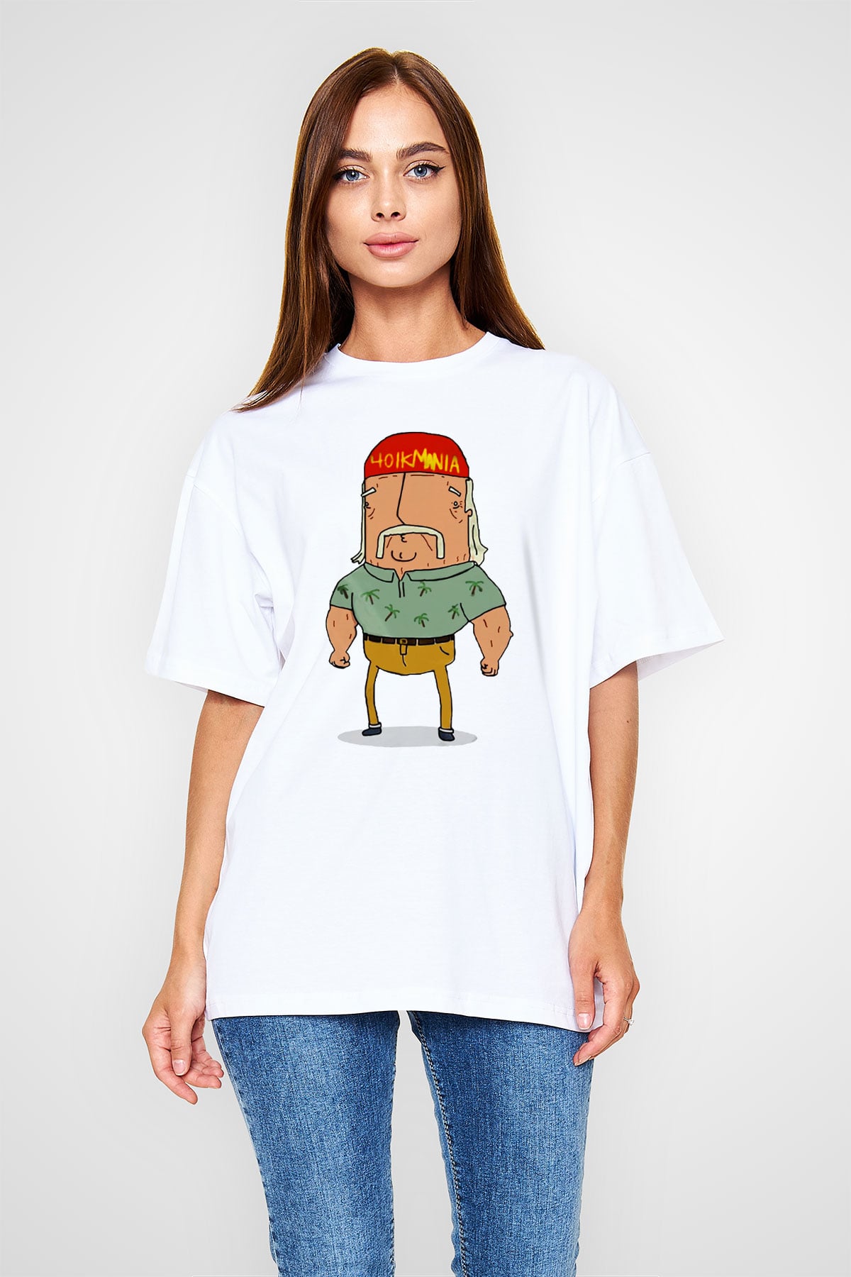 Hulk Hogan Beyaz Unisex Oversize Tişört