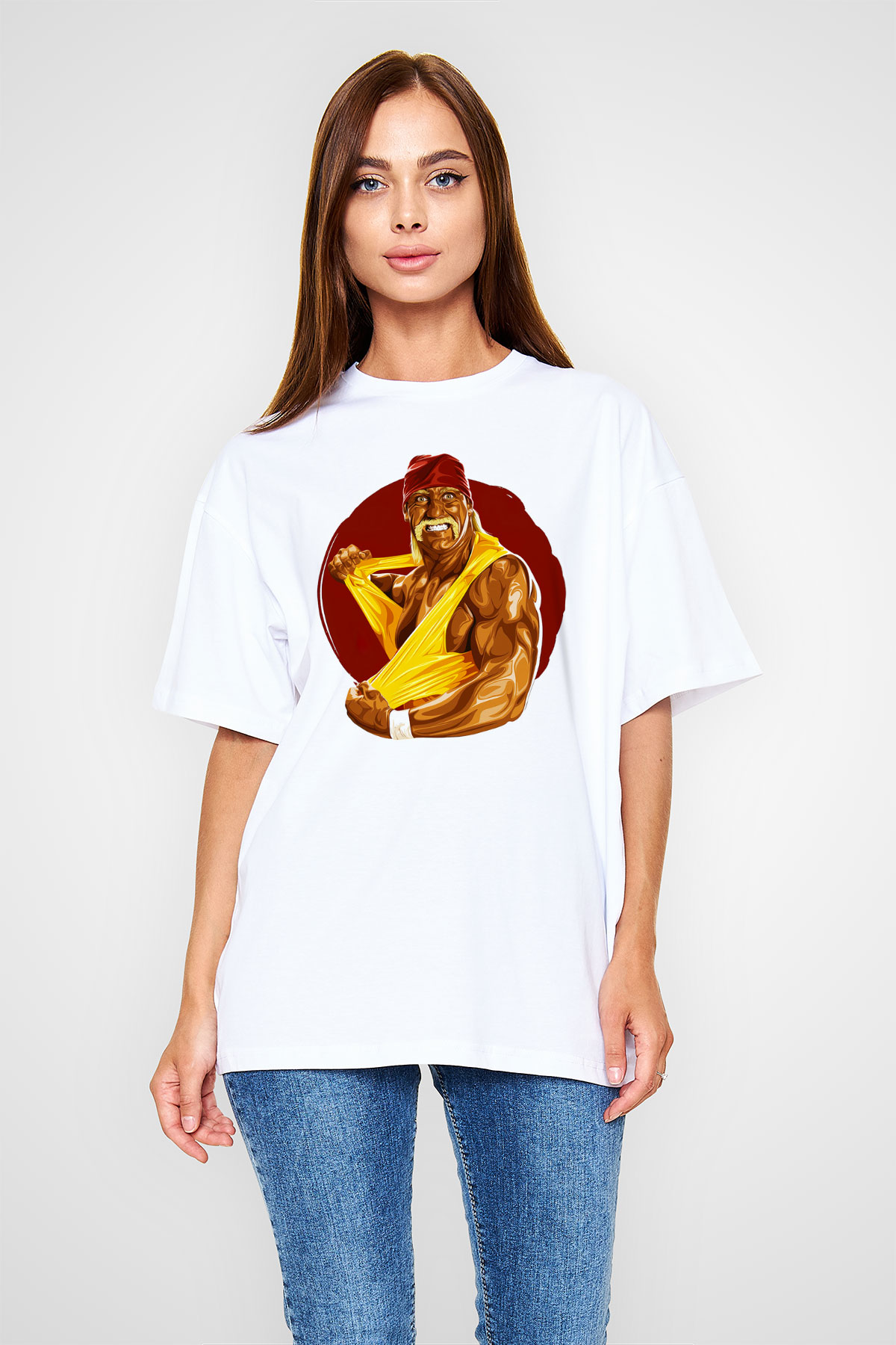 Hulk Hogan Beyaz Unisex Oversize Tişört