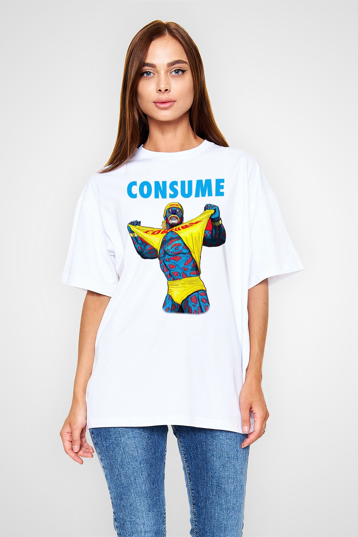 Hulk Hogan Beyaz Unisex Oversize Tişört