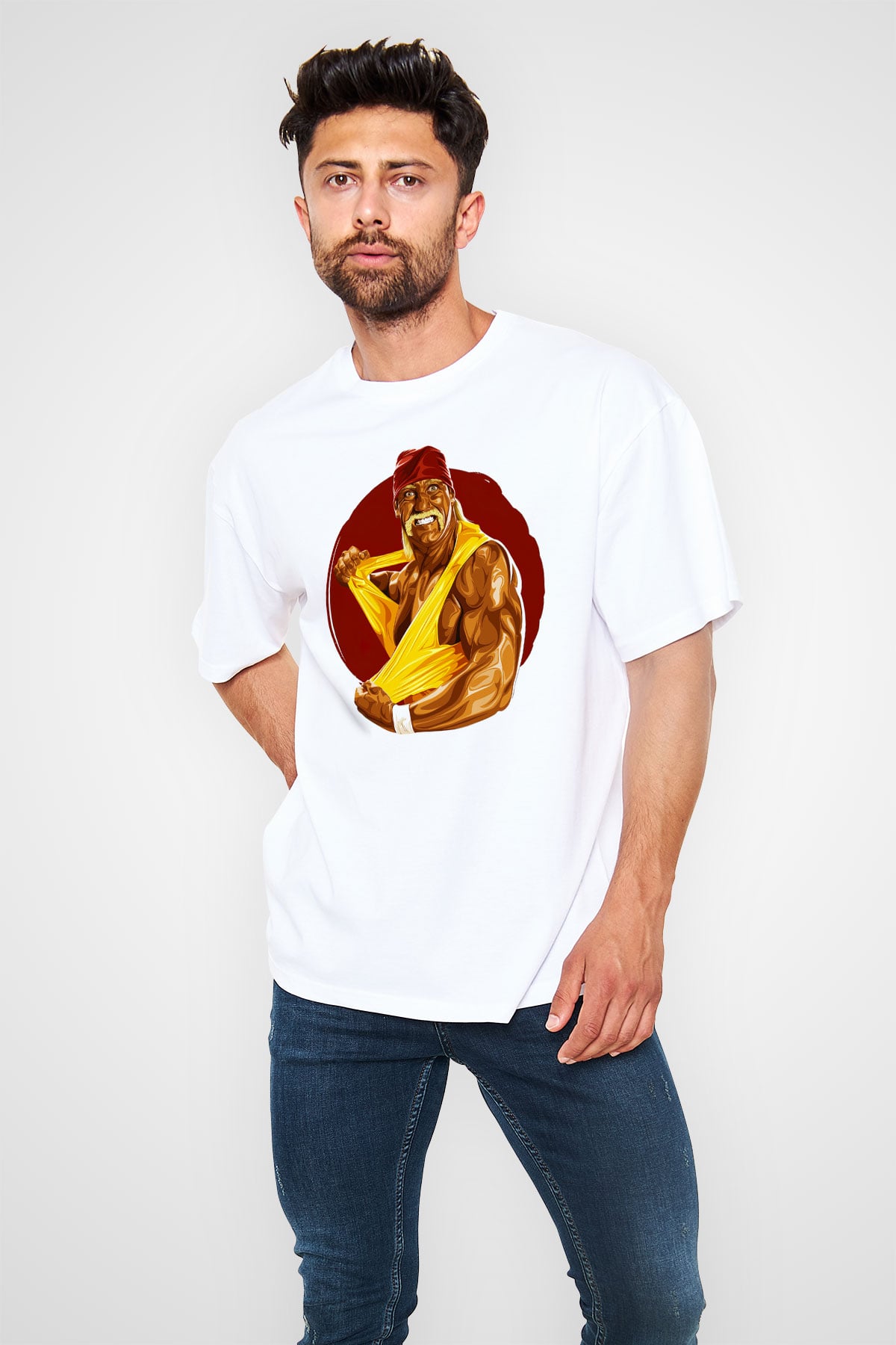 Hulk Hogan Beyaz Unisex Oversize Tişört