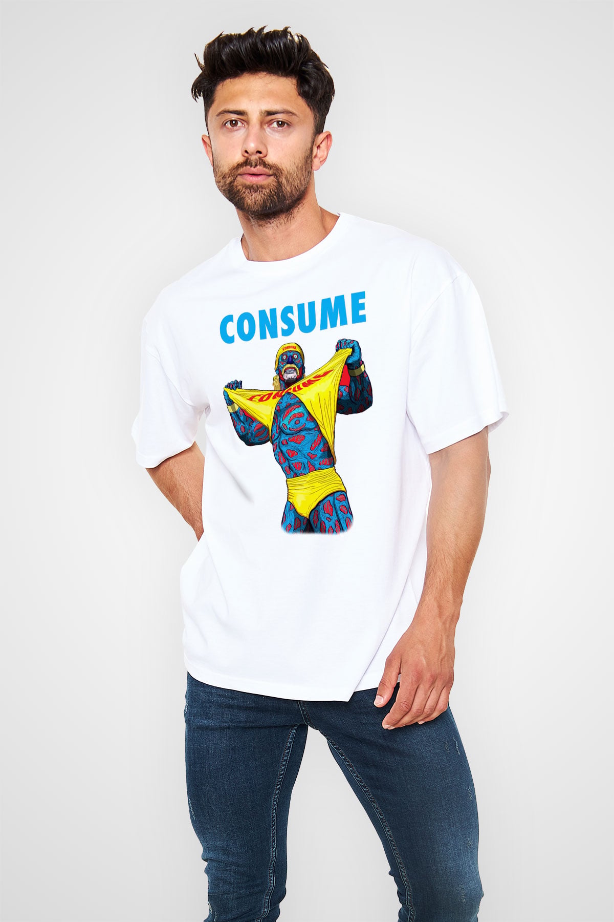 Hulk Hogan Beyaz Unisex Oversize Tişört