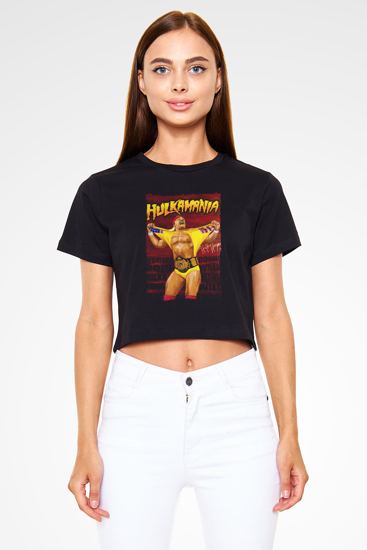 Hulk Hogan Siyah   Crop Top Tişört