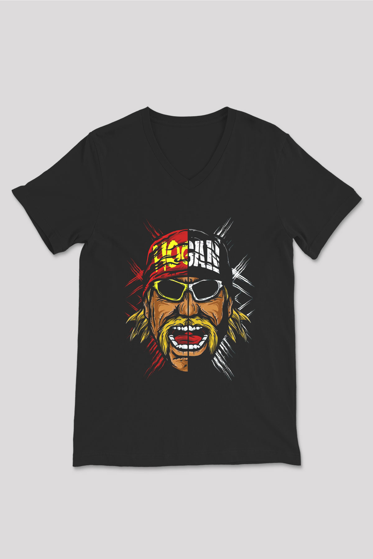 Hulk Hogan Siyah Unisex  V Yaka Tişört