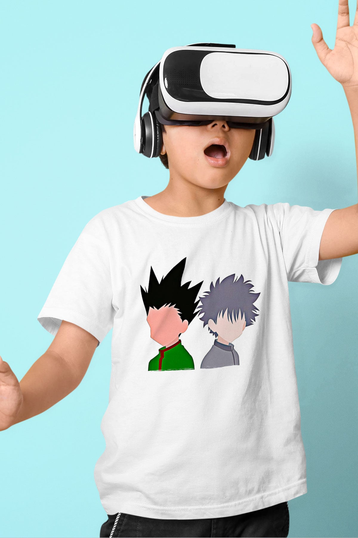 Hunter X Hunter Baskılı Beyaz Unisex Beyaz Çocuk Tişört - Tshirt