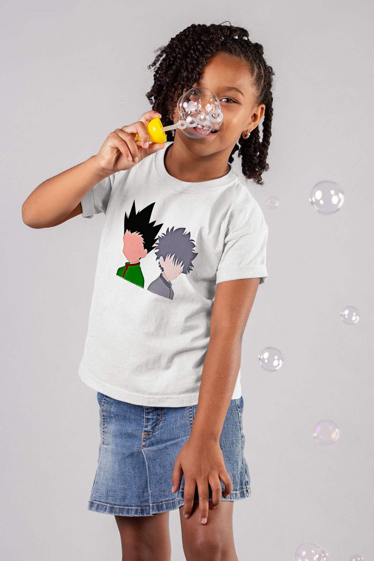 Hunter X Hunter Baskılı Beyaz Unisex Beyaz Çocuk Tişört - Tshirt