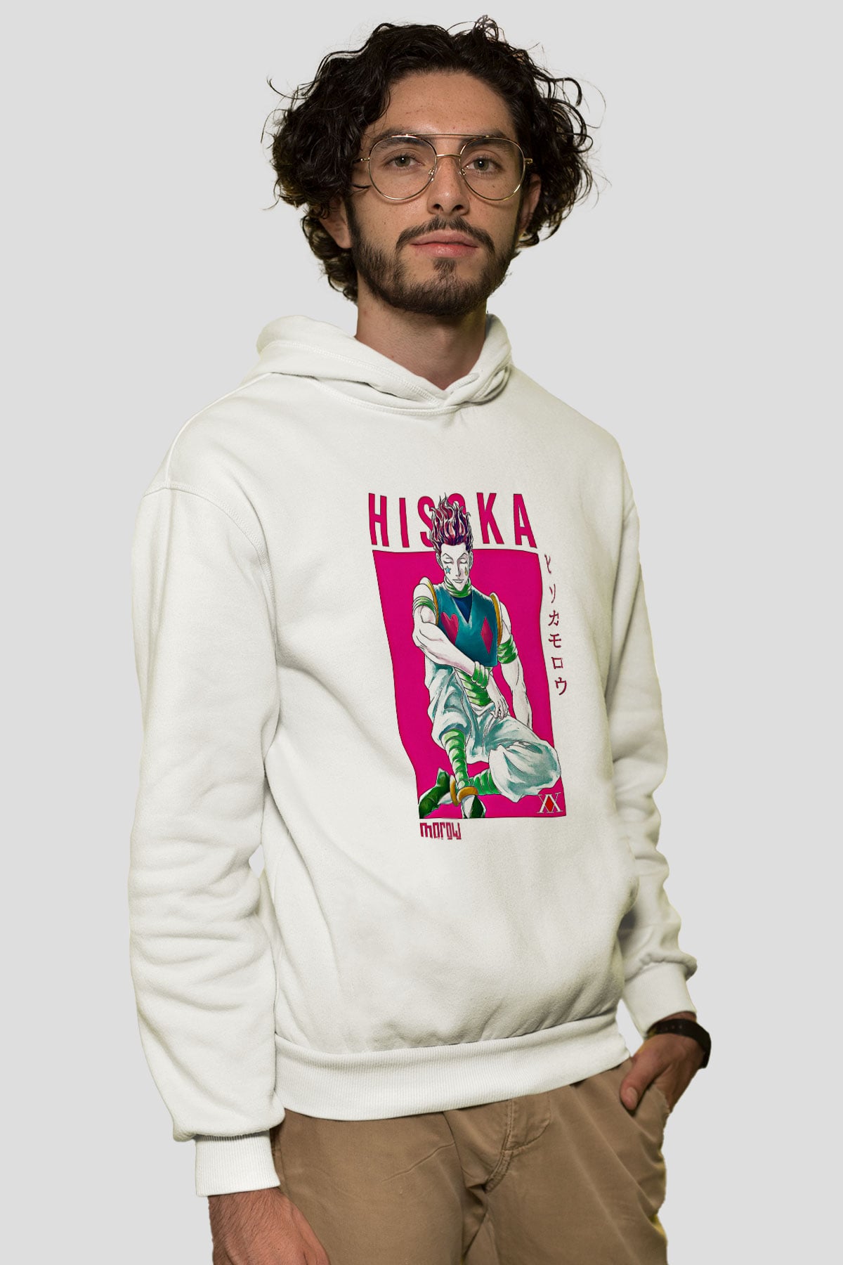Hunter X Hunter Baskılı Beyaz Unisex Hoodie