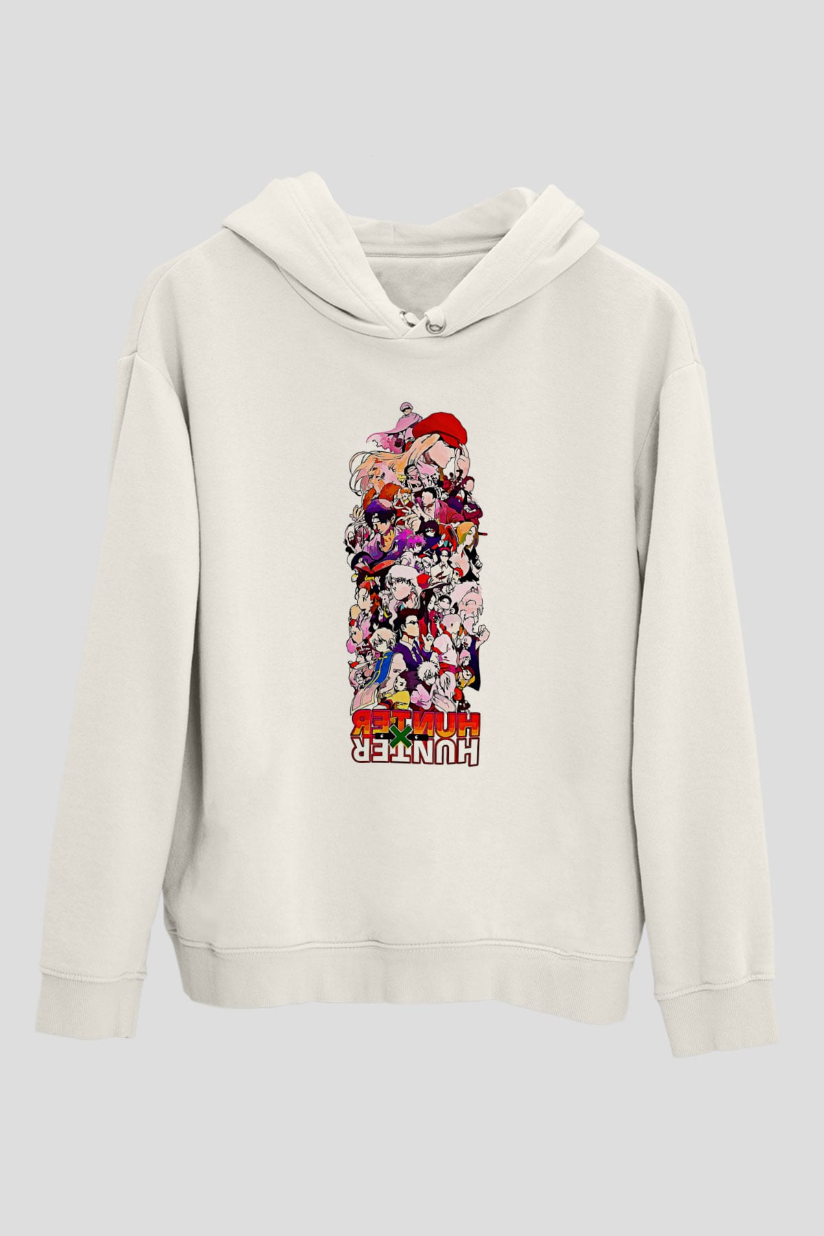 Hunter X Hunter Baskılı Beyaz Unisex Hoodie