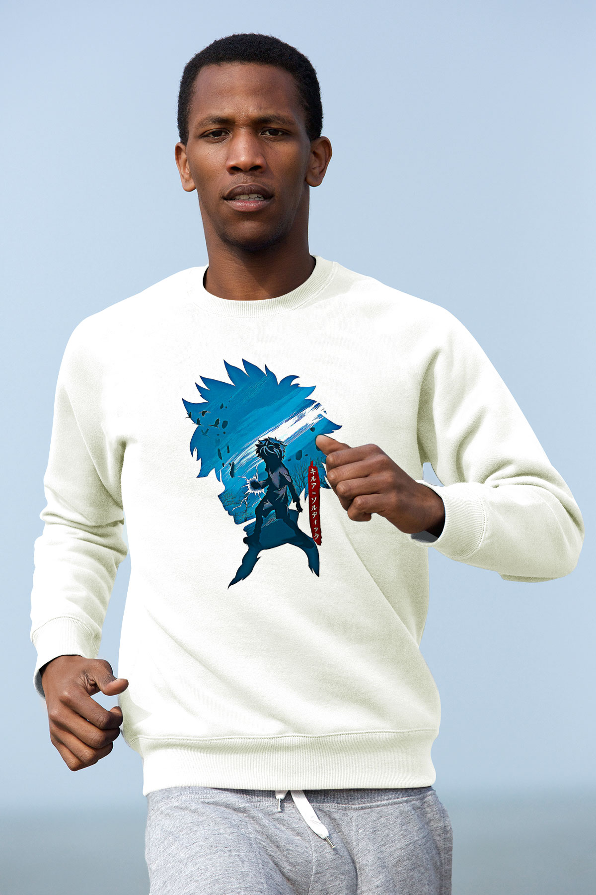 Hunter X Hunter Baskılı Beyaz Unisex Sweatshirt