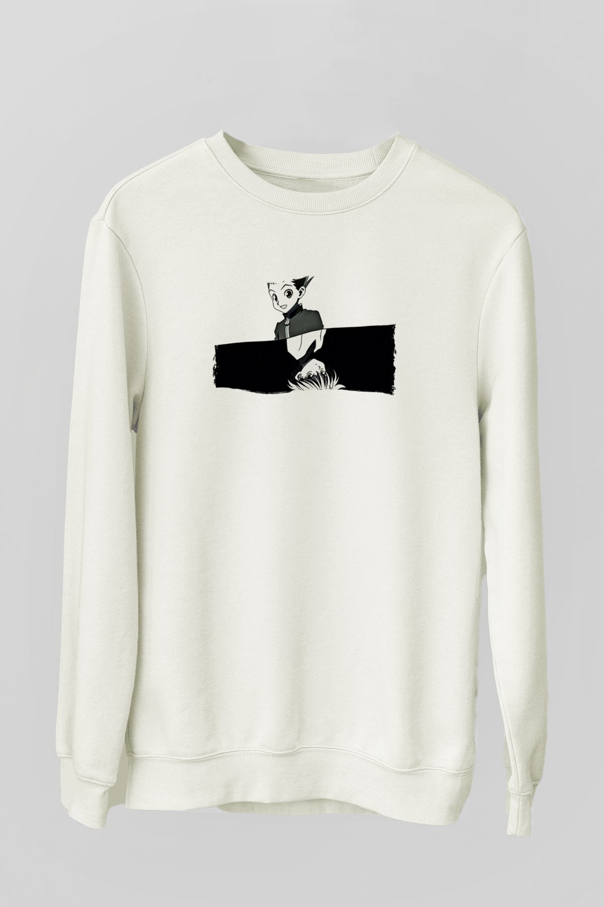 Hunter X Hunter Baskılı Beyaz Unisex Sweatshirt