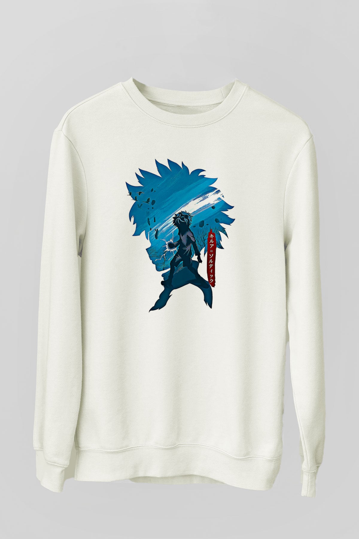 Hunter X Hunter Baskılı Beyaz Unisex Sweatshirt