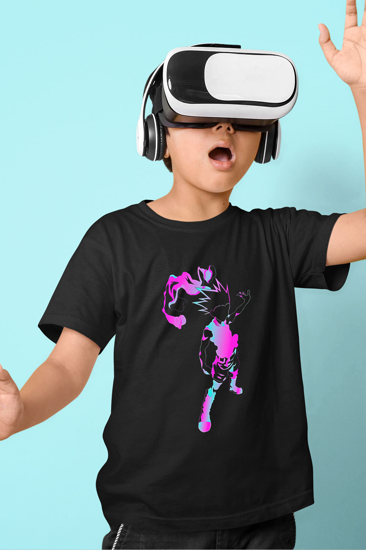 Hunter X Hunter Baskılı Unisex Siyah Çocuk Tişört - Tshirt