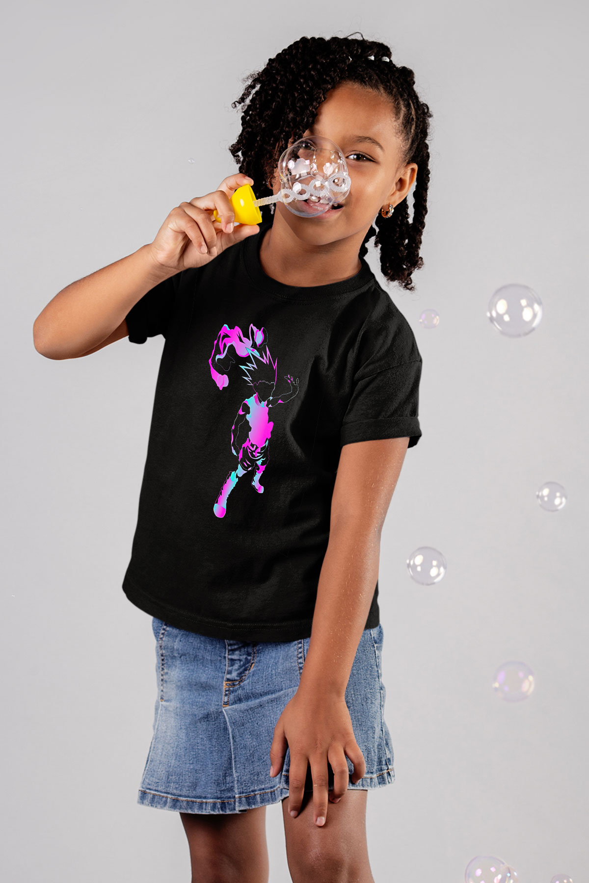 Hunter X Hunter Baskılı Unisex Siyah Çocuk Tişört - Tshirt