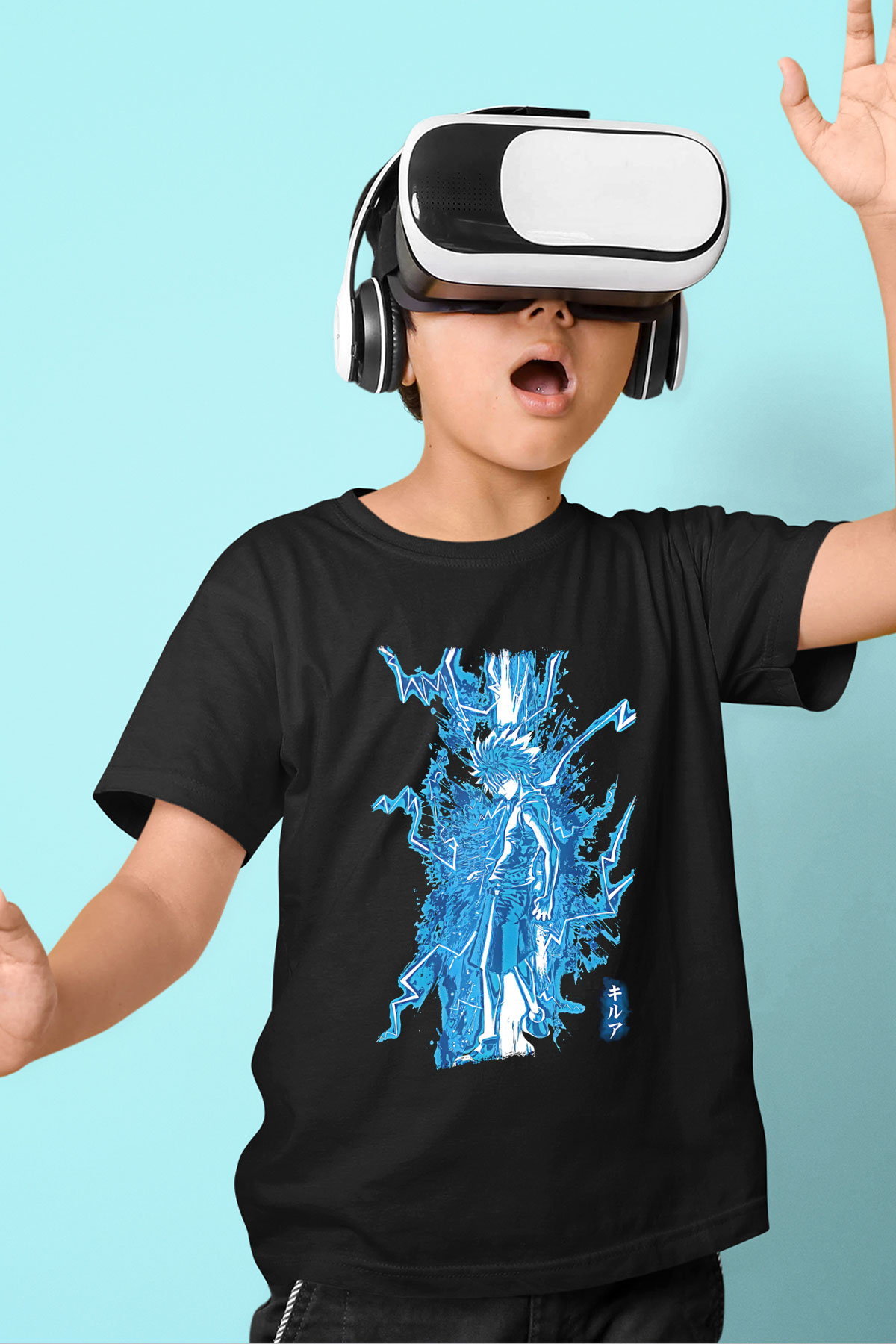 Hunter X Hunter Baskılı Unisex Siyah Çocuk Tişört - Tshirt