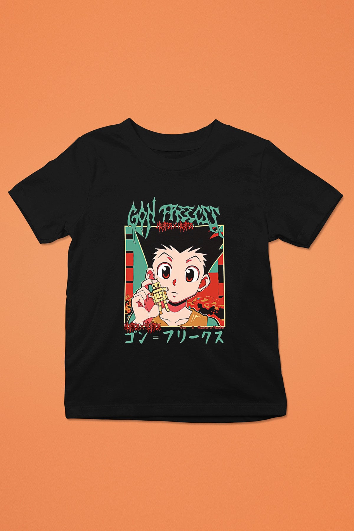 Hunter X Hunter Baskılı Unisex Siyah Çocuk Tişört - Tshirt