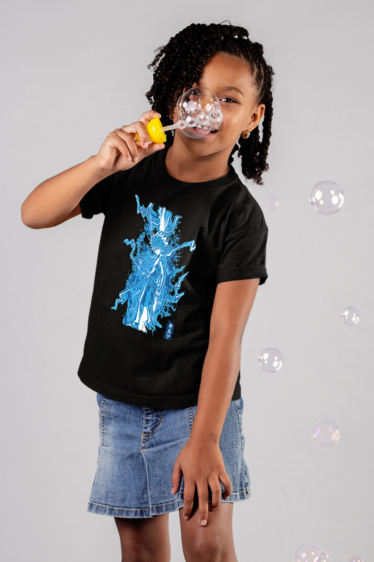 Hunter X Hunter Baskılı Unisex Siyah Çocuk Tişört - Tshirt