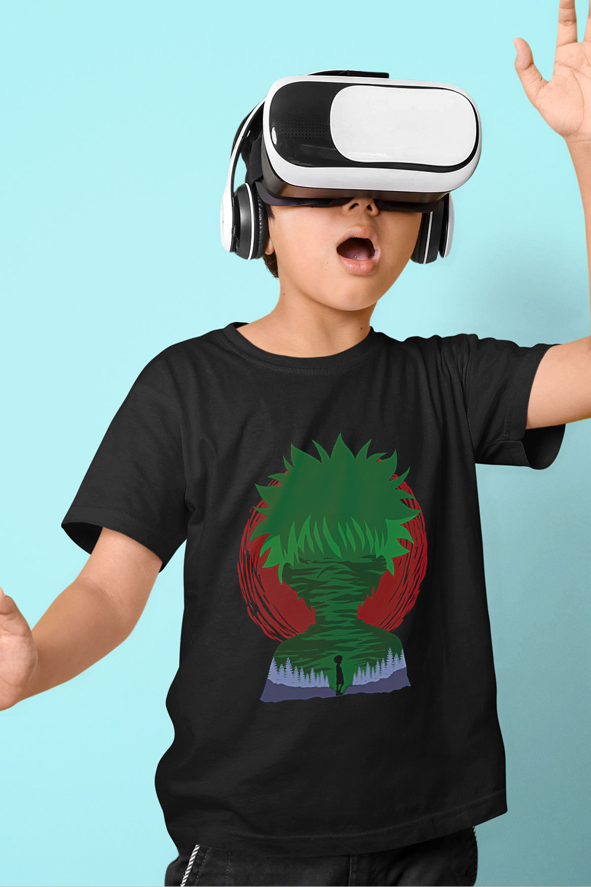 Hunter X Hunter Baskılı Unisex Siyah Çocuk Tişört - Tshirt