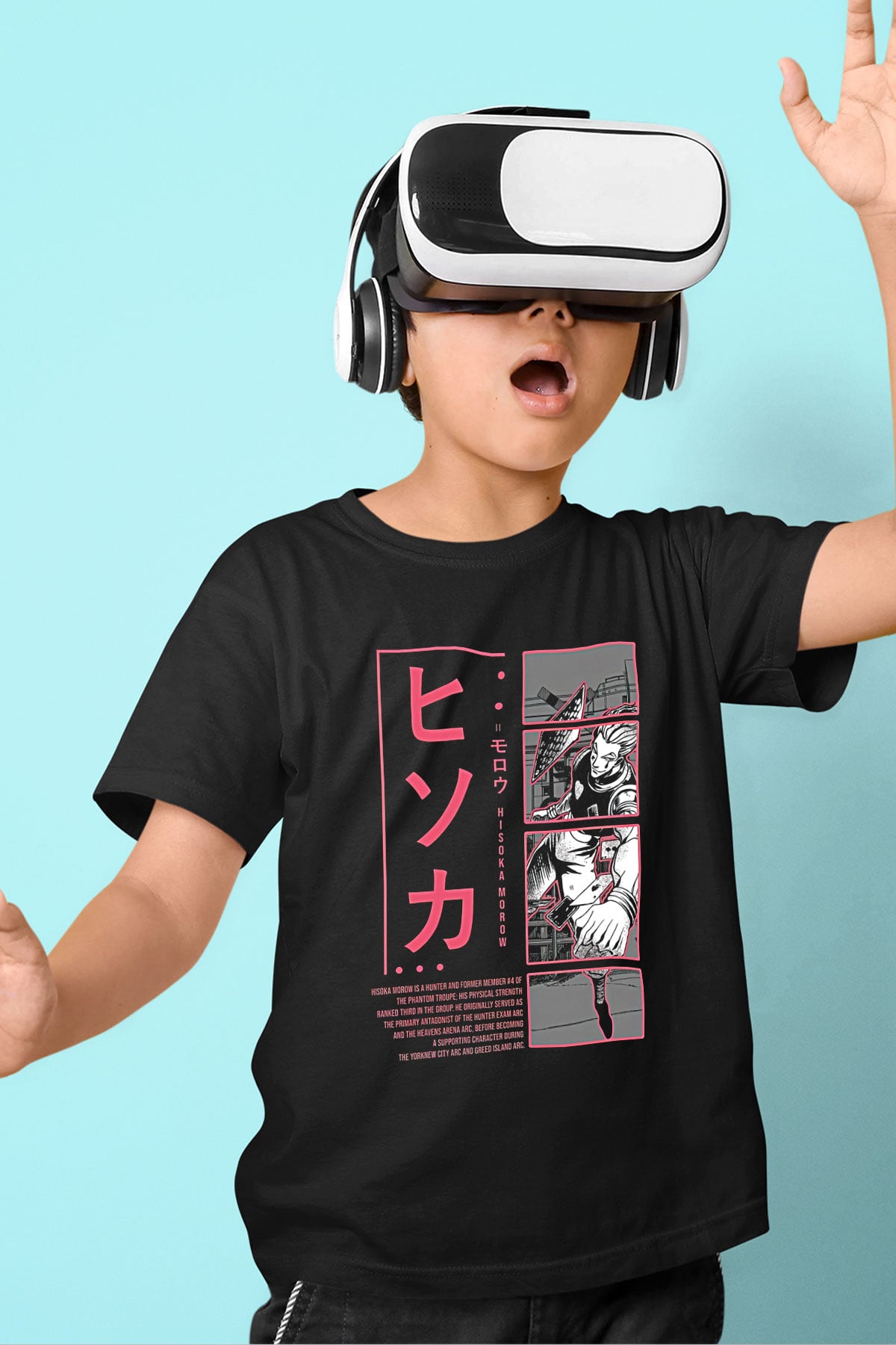 Hunter X Hunter Baskılı Unisex Siyah Çocuk Tişört - Tshirt