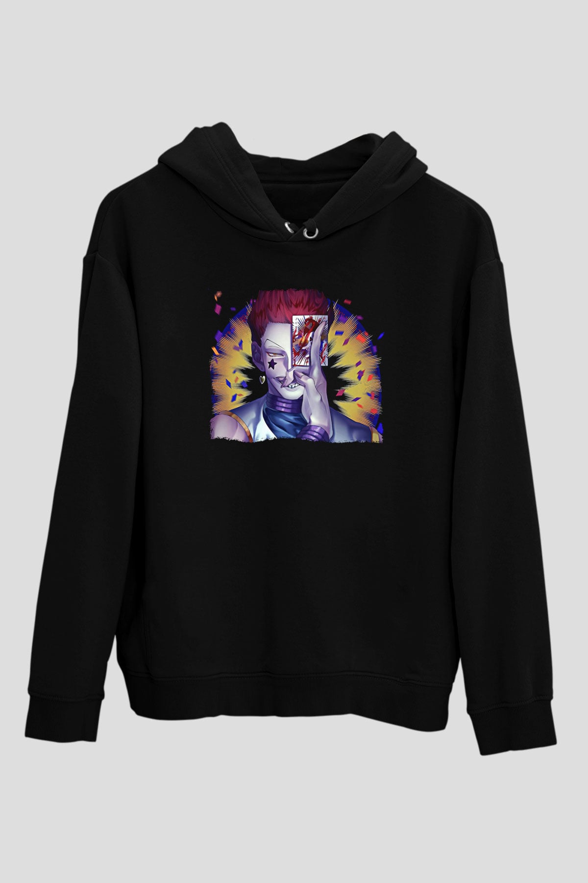 Hunter X Hunter Baskılı Unisex Siyah Hoodie