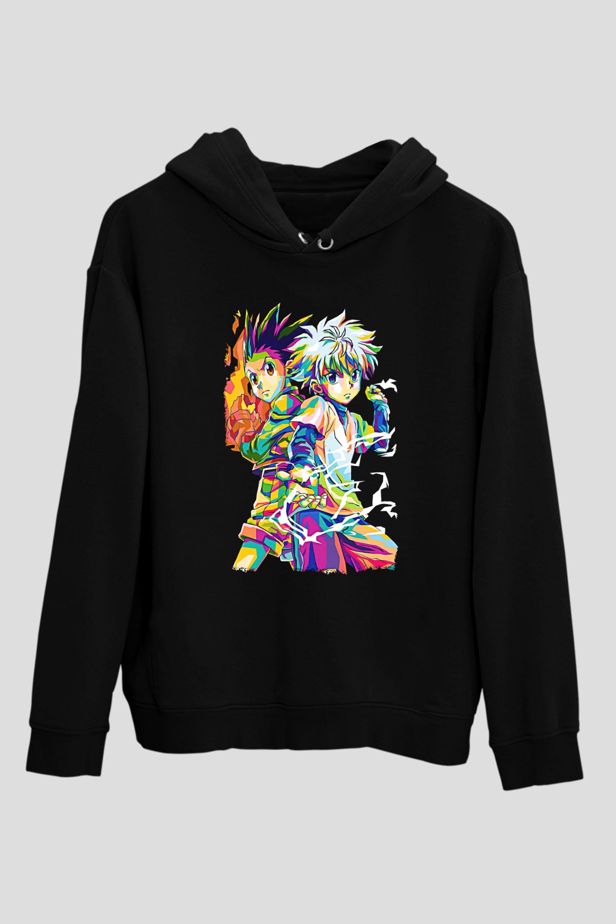 Hunter X Hunter Baskılı Unisex Siyah Hoodie