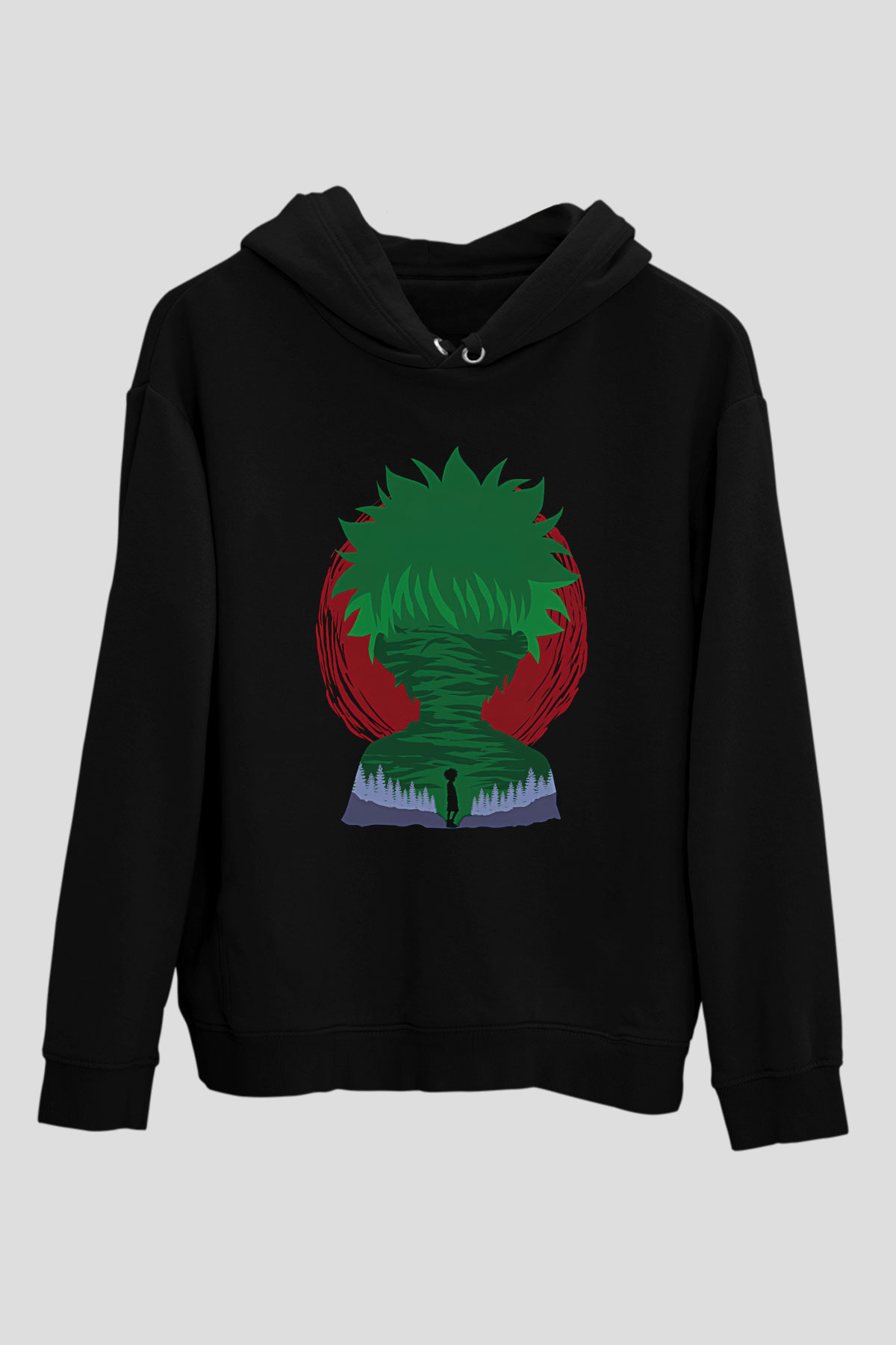 Hunter X Hunter Baskılı Unisex Siyah Hoodie