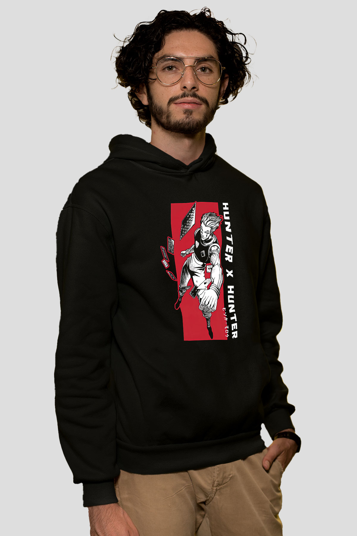 Hunter X Hunter Baskılı Unisex Siyah Hoodie