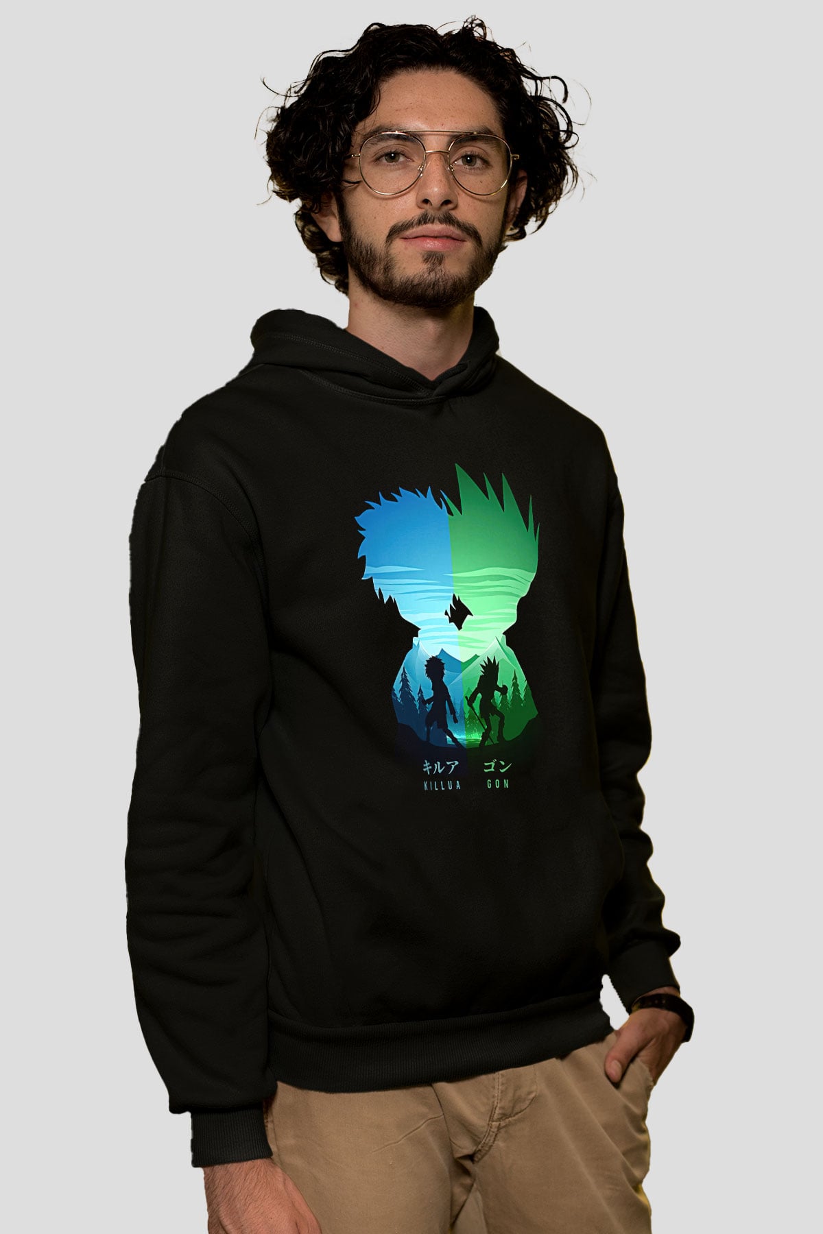 Hunter X Hunter Baskılı Unisex Siyah Hoodie