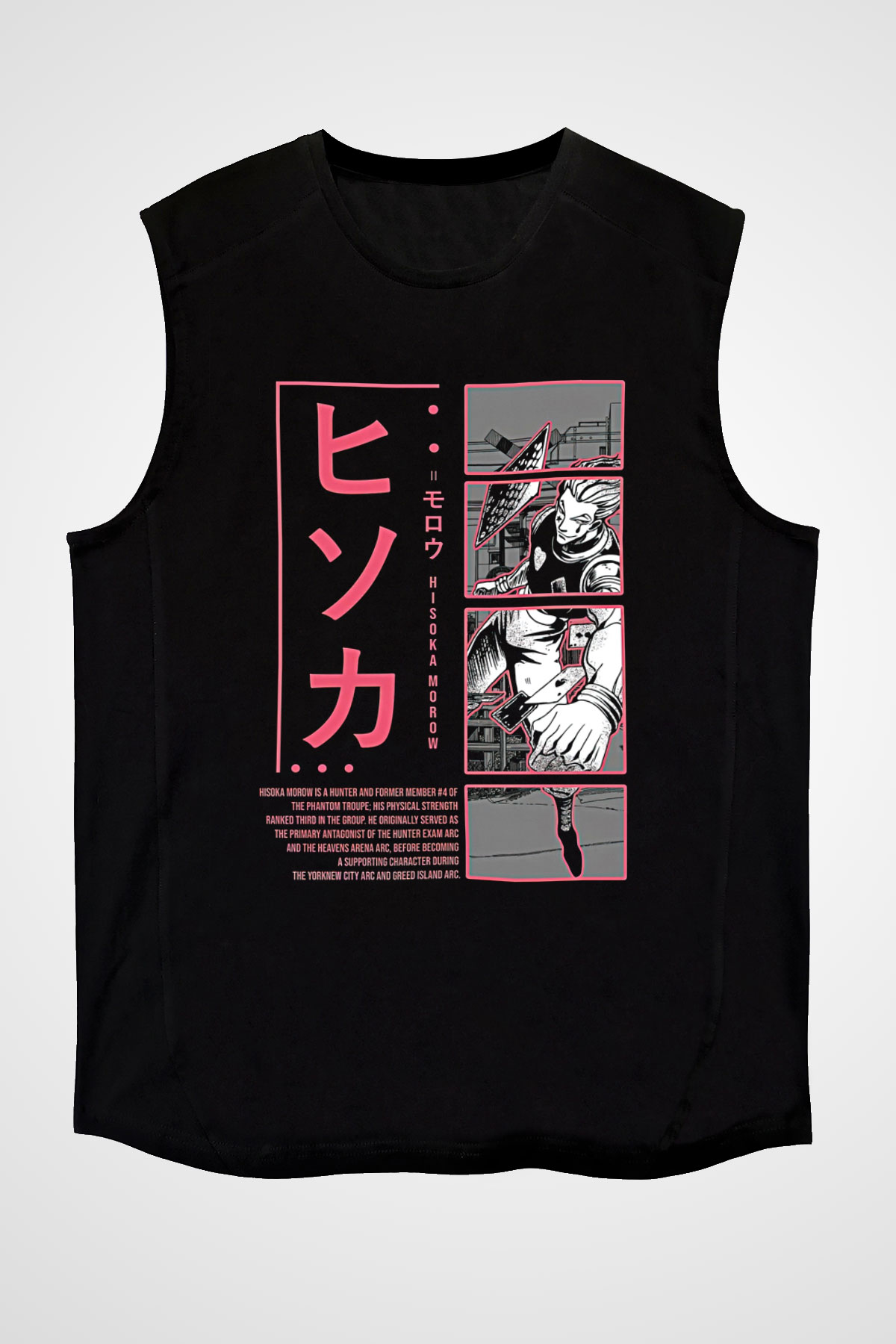 Hunter X Hunter Baskılı Unisex Siyah Kolsuz Tişört - Tshirt