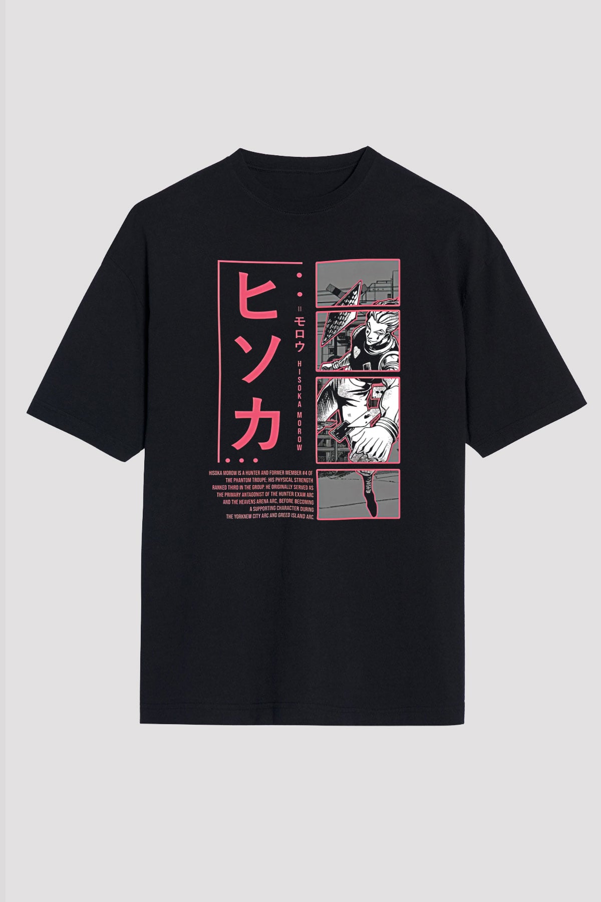 Hunter X Hunter Baskılı Unisex Siyah Oversize Tişört - Tshirt