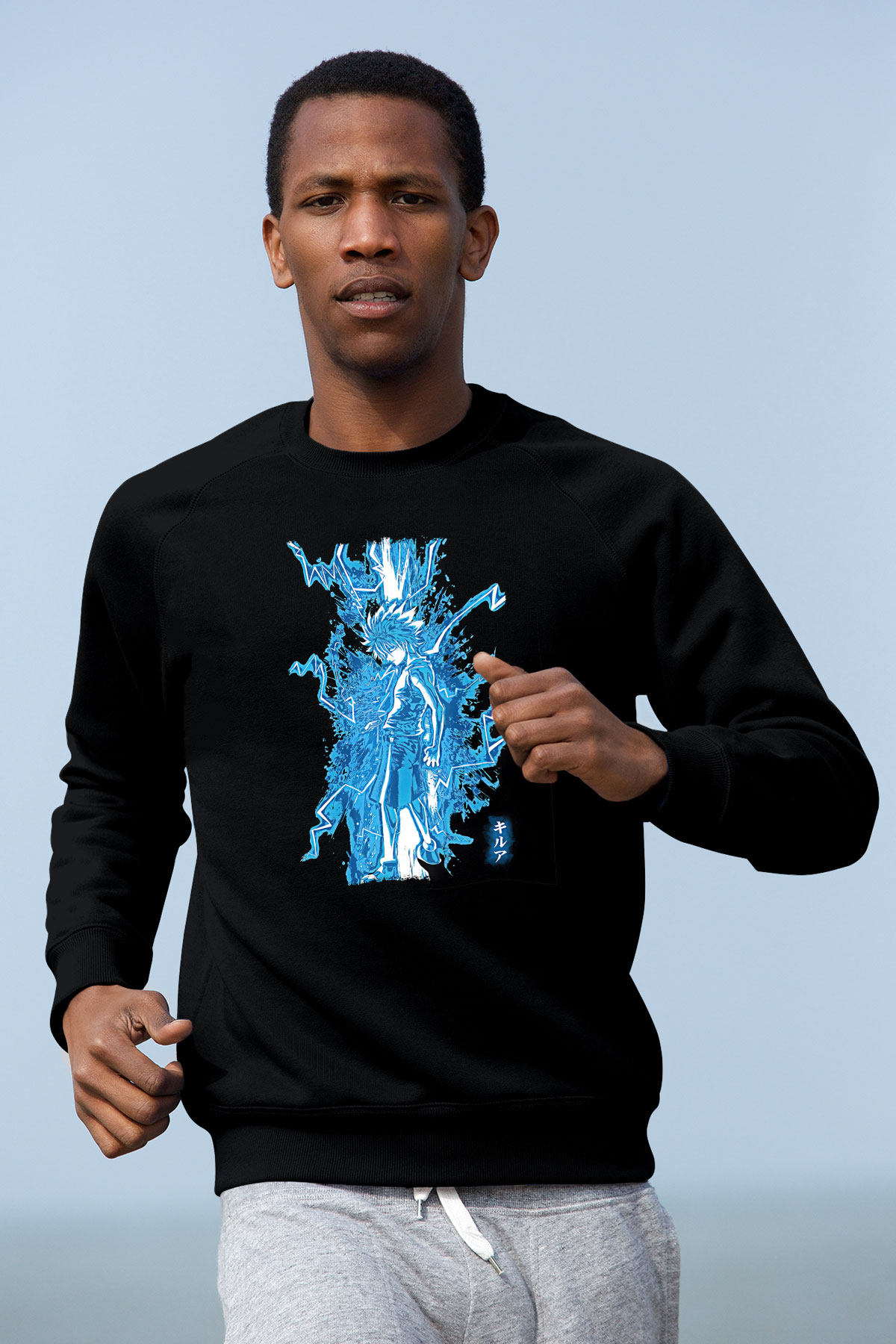 Hunter X Hunter Baskılı Unisex Siyah Sweatshirt