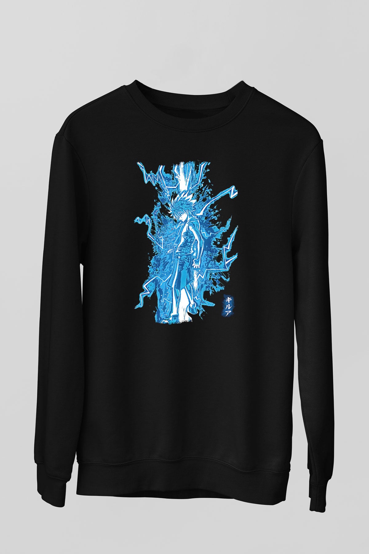 Hunter X Hunter Baskılı Unisex Siyah Sweatshirt