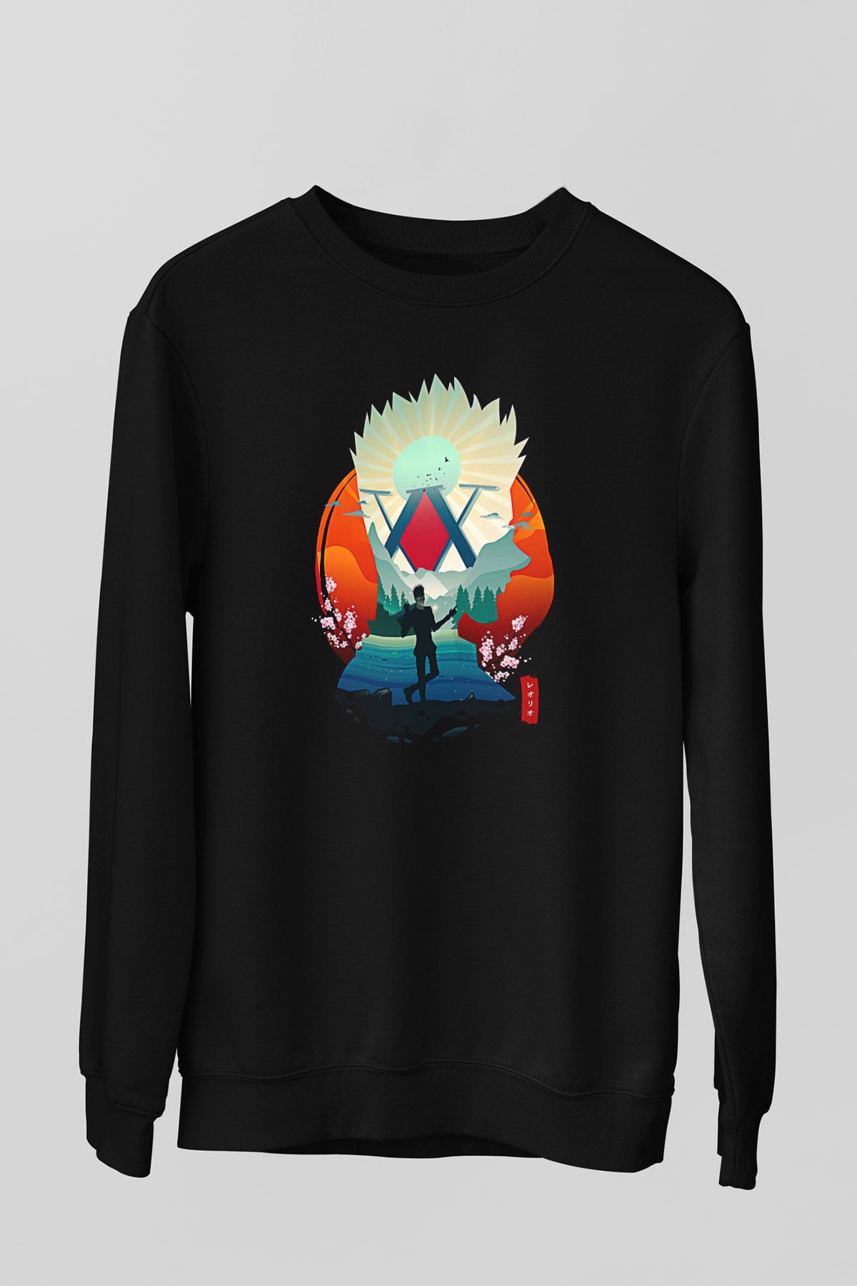 Hunter X Hunter Baskılı Unisex Siyah Sweatshirt