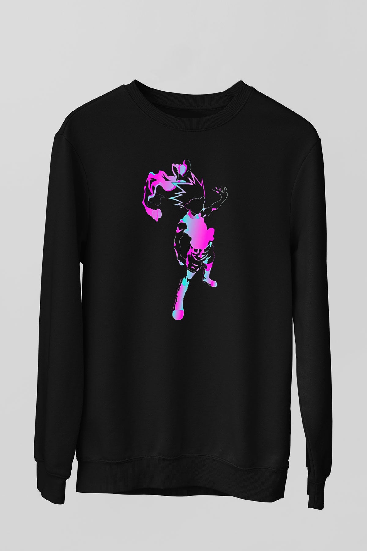 Hunter X Hunter Baskılı Unisex Siyah Sweatshirt
