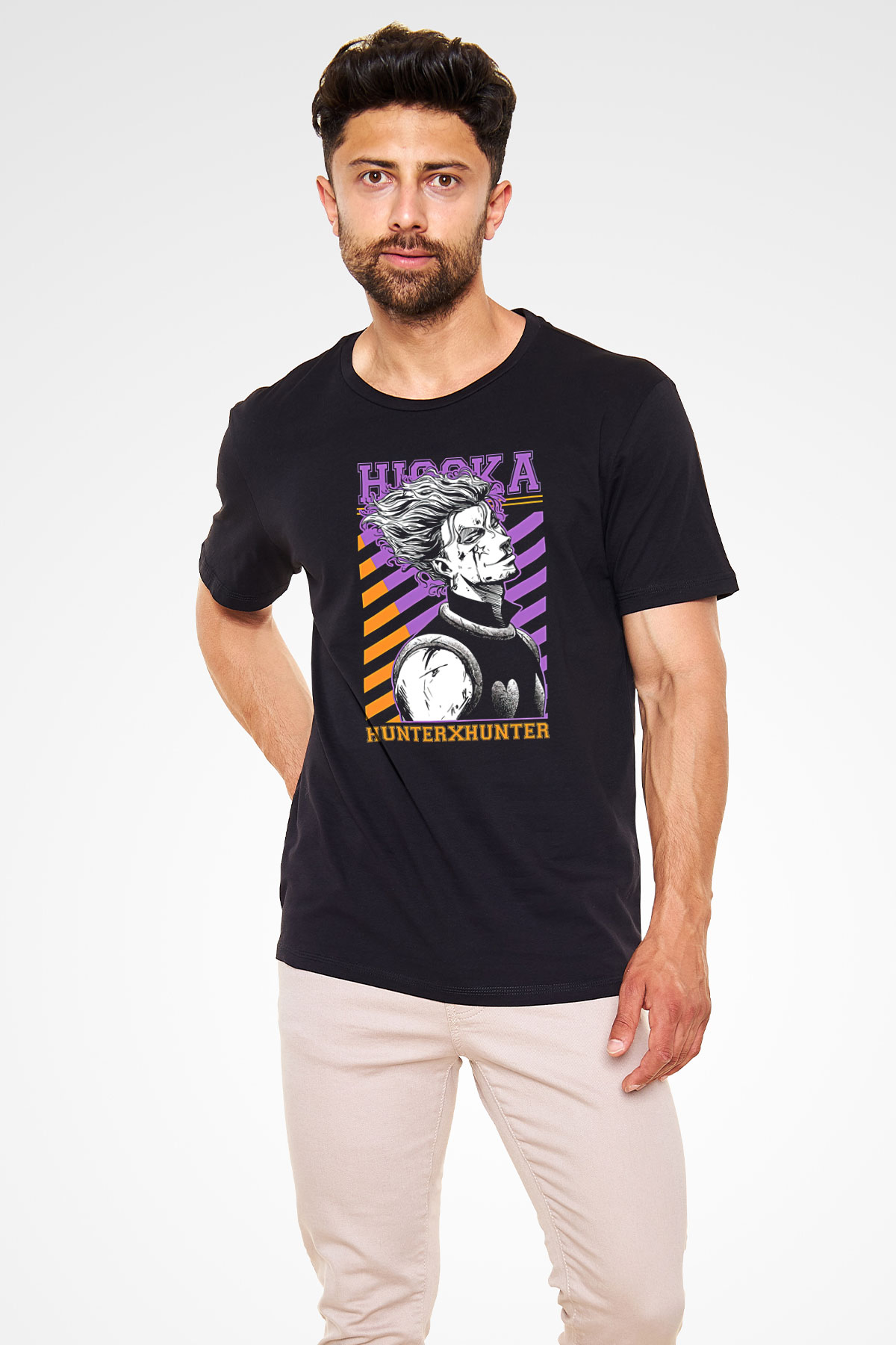 Hunter X Hunter Baskılı Unisex Siyah Tişört - Tshirt