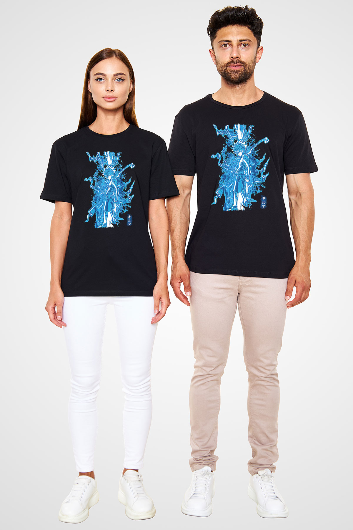 Hunter X Hunter Baskılı Unisex Siyah Tişört - Tshirt