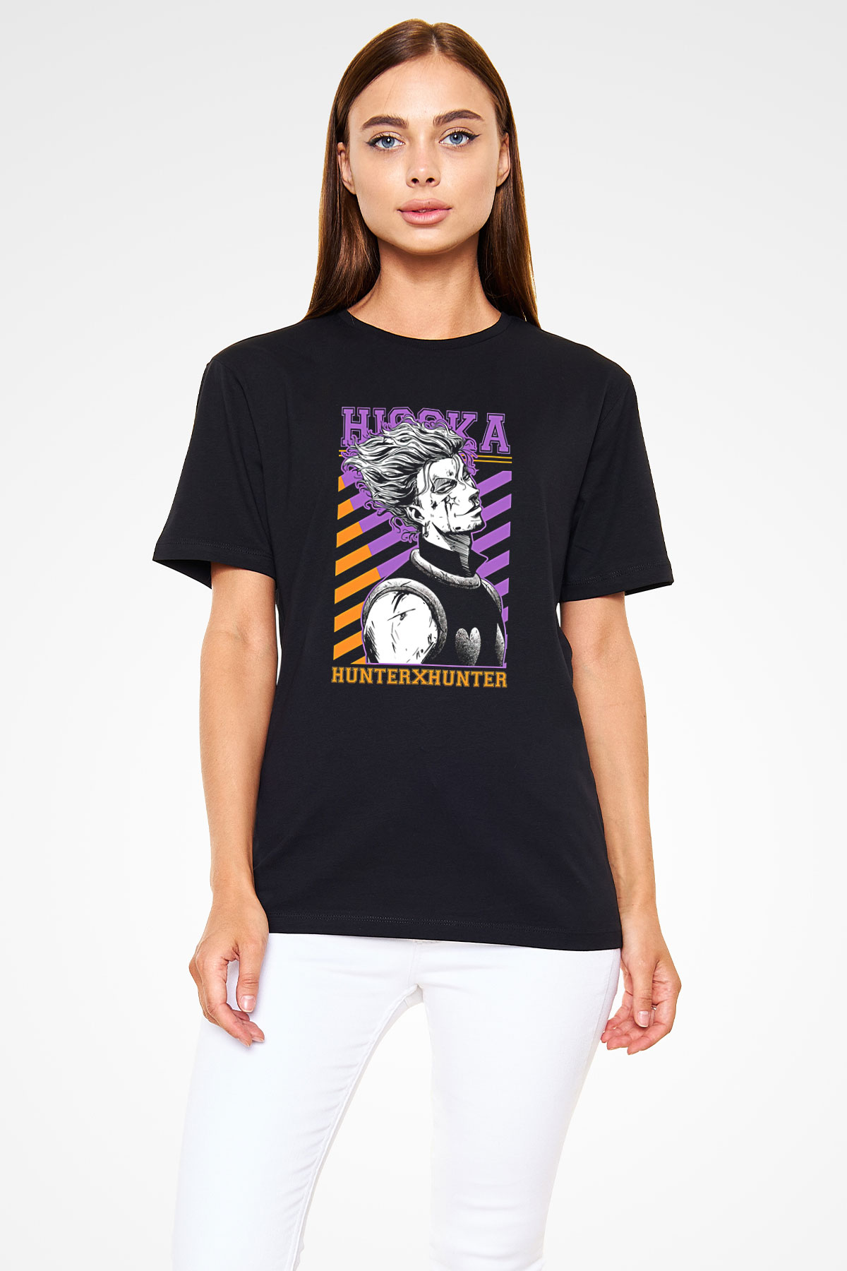 Hunter X Hunter Baskılı Unisex Siyah Tişört - Tshirt