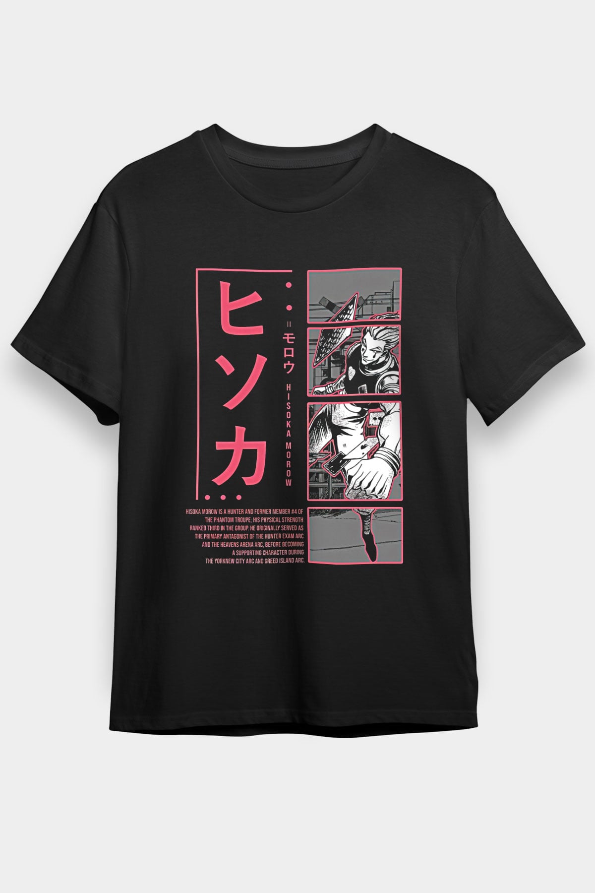 Hunter X Hunter Baskılı Unisex Siyah Tişört - Tshirt