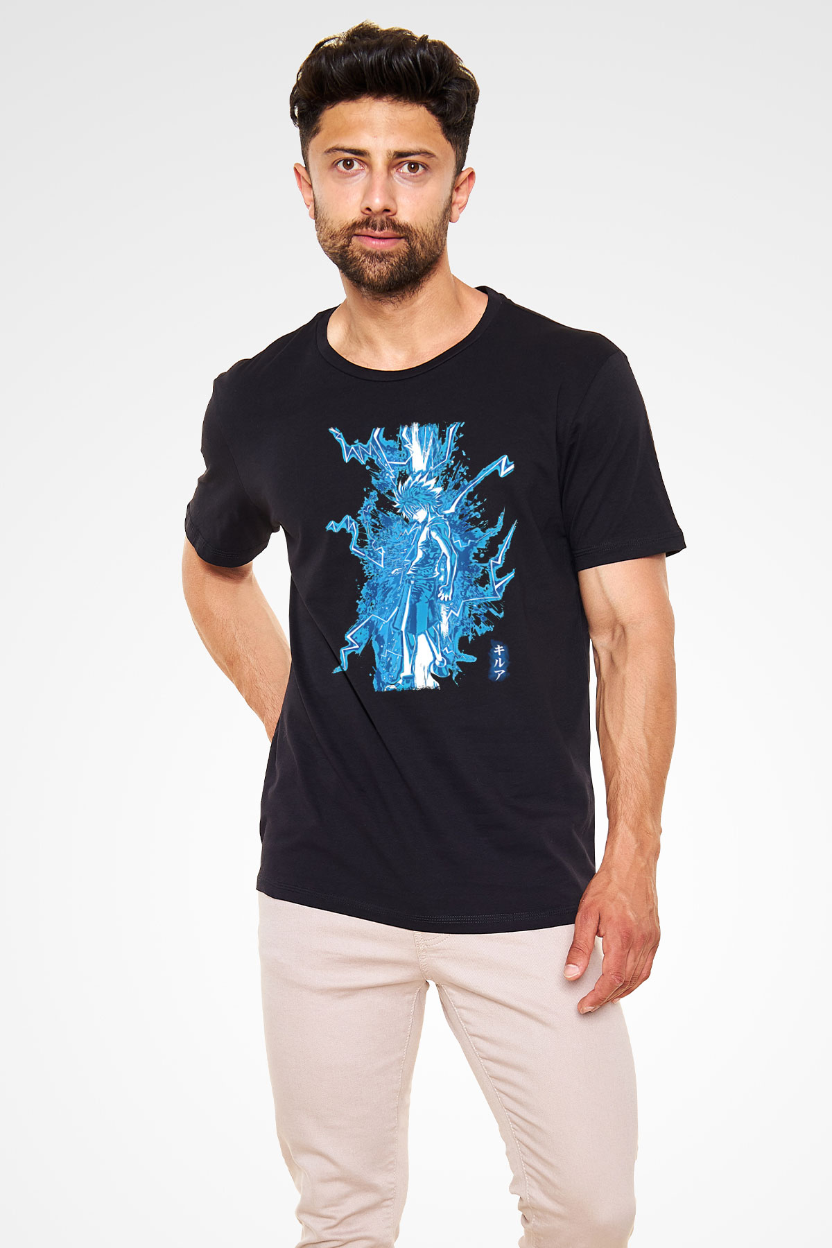 Hunter X Hunter Baskılı Unisex Siyah Tişört - Tshirt